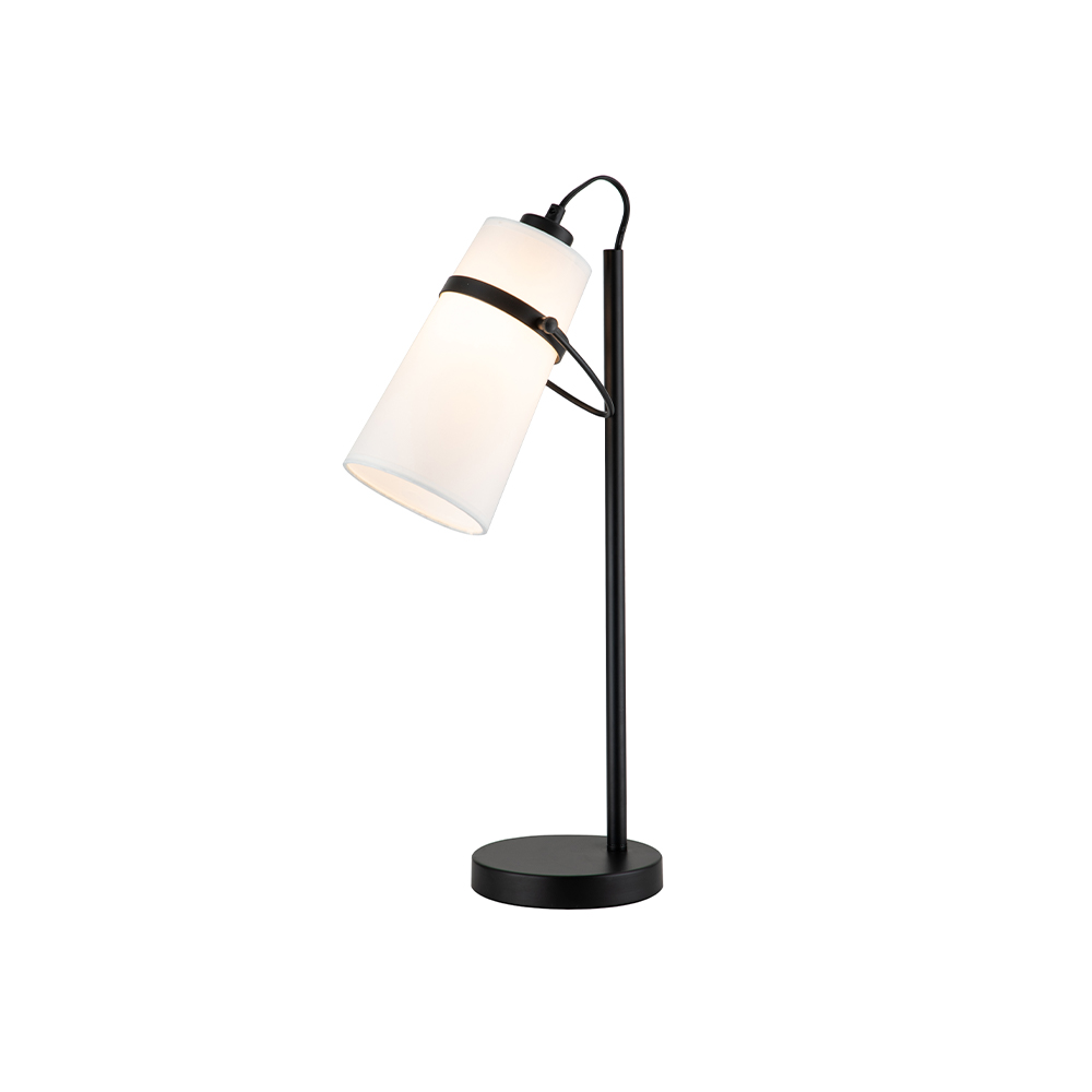 Lámpara de piso base negra corta pantalla blanca 1l e27 40w