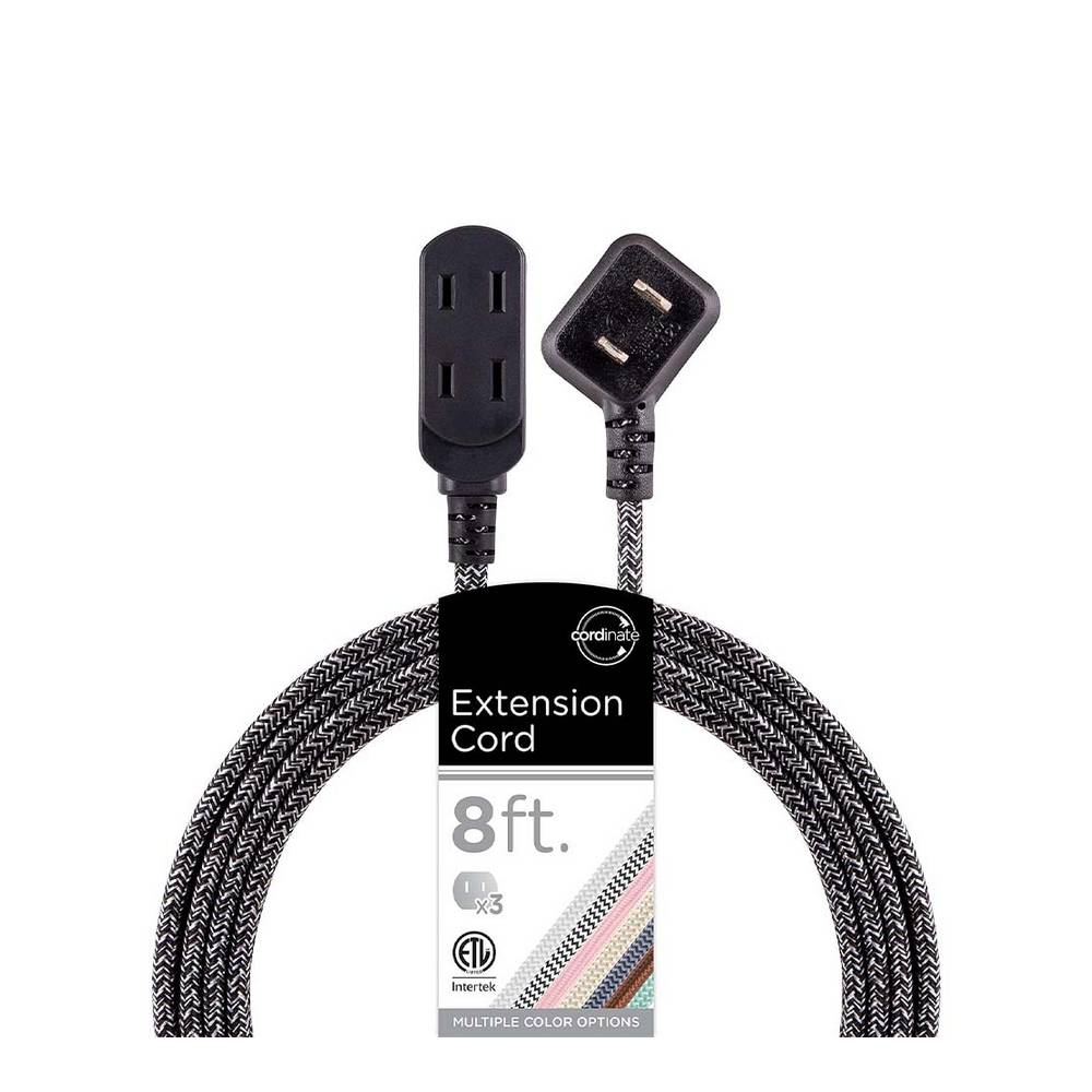 Extension electrica 8ft 3 tomas negro
