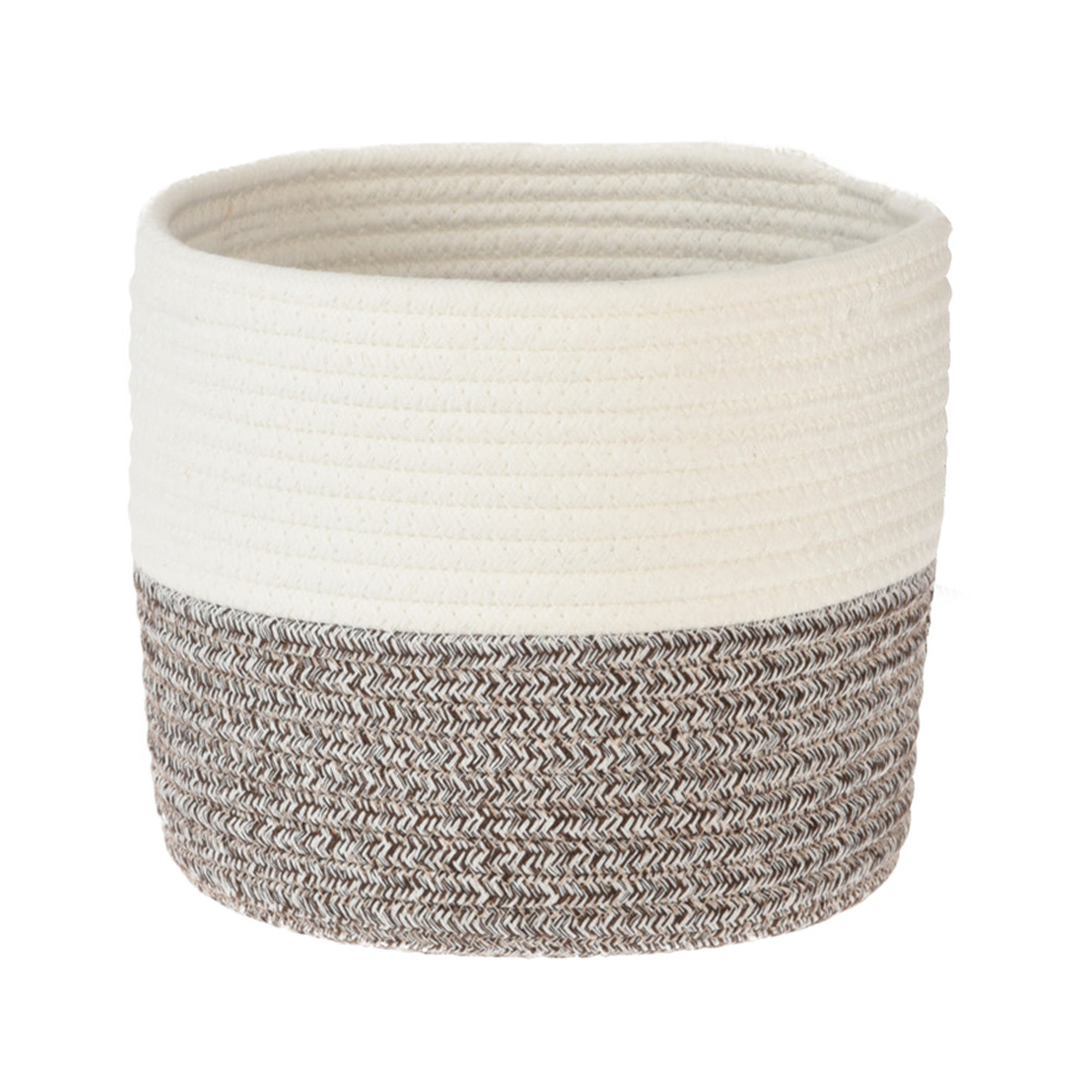 Cesta decorativa fibra natural mediano gris/blanco