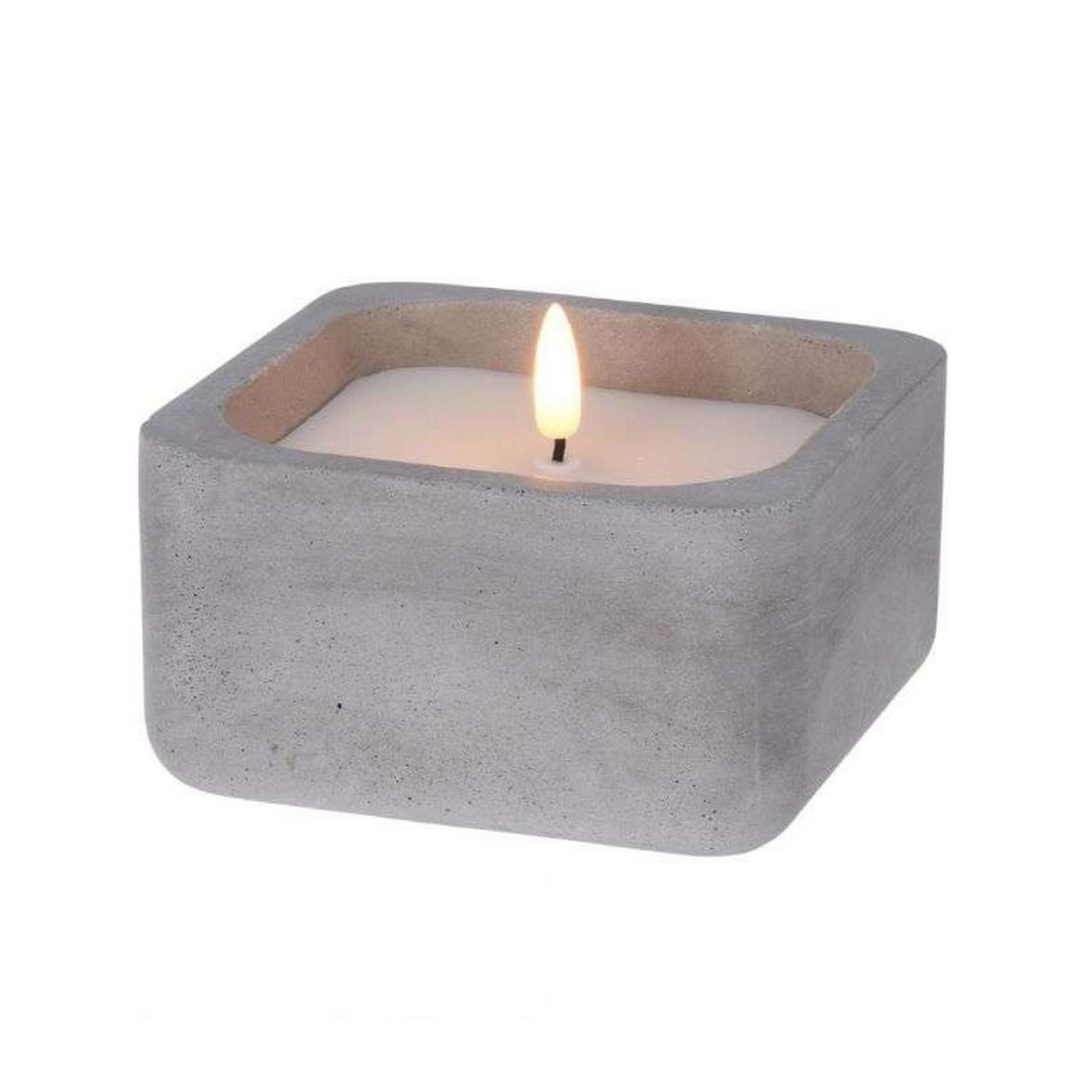 Candela led de cemento/cera 12x12x6.5cm gris