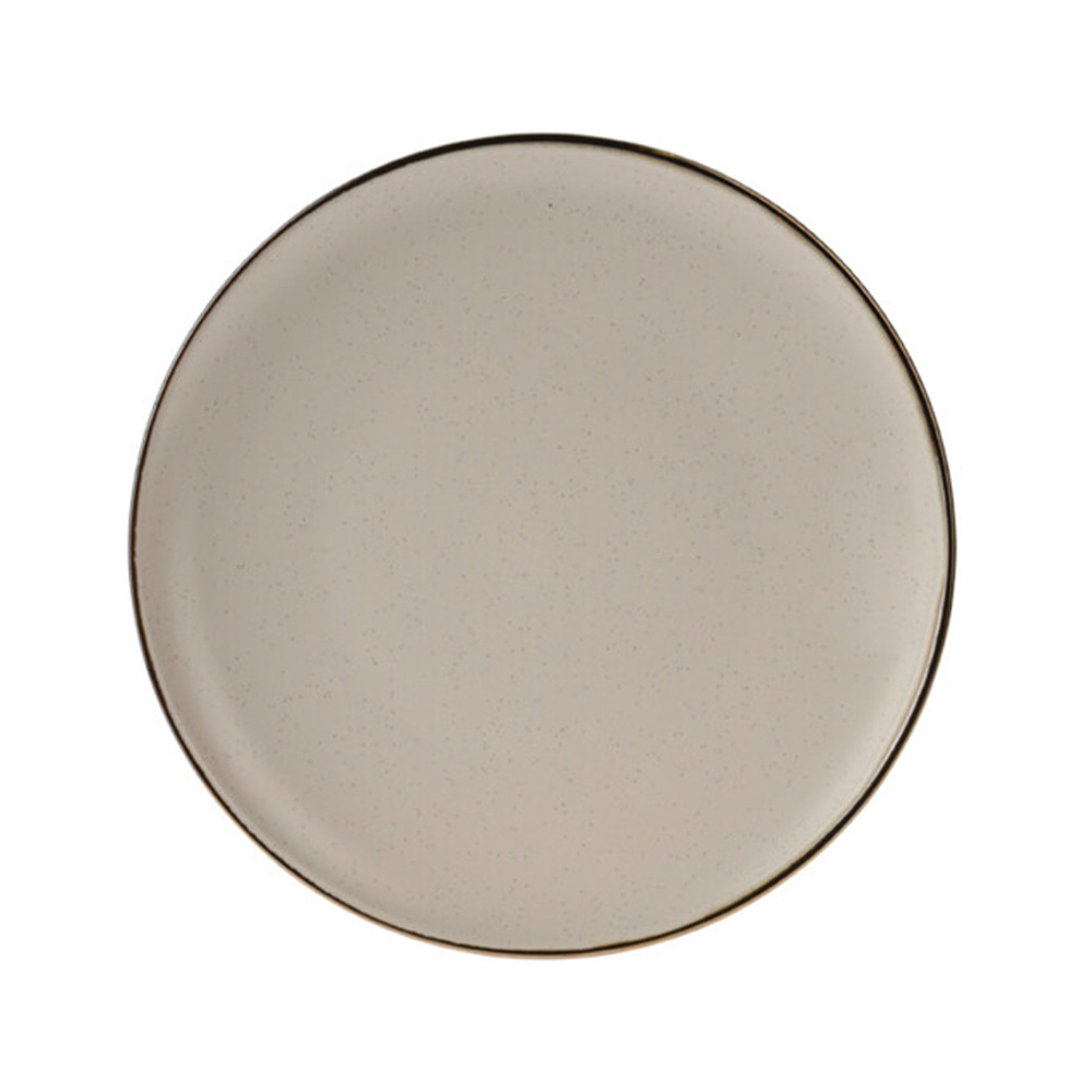 Plato de ceramica 21cm gris con borde