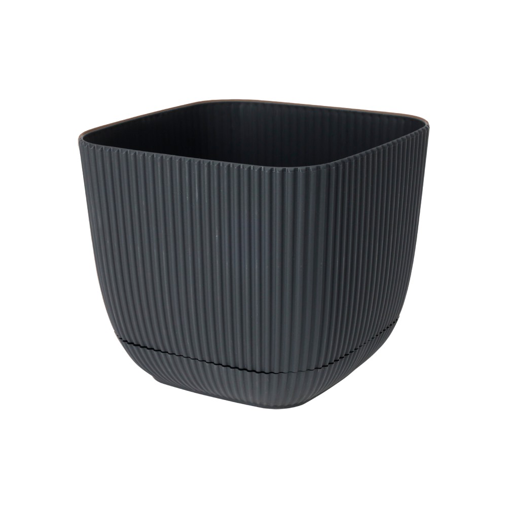 Macetero plastico cuadrado 14.5x13cm gris escurridor