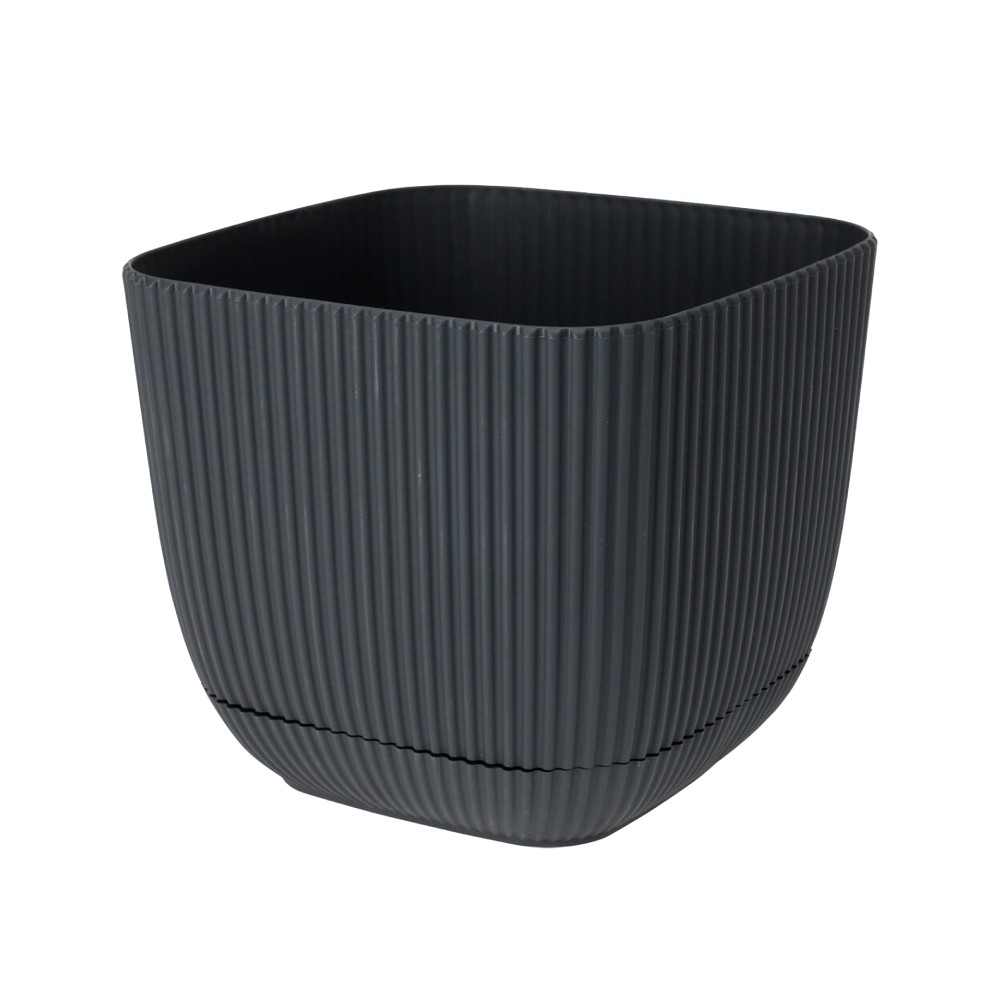 Macetero plastico cuadrado 19.5x19.5x13 negro escurridor