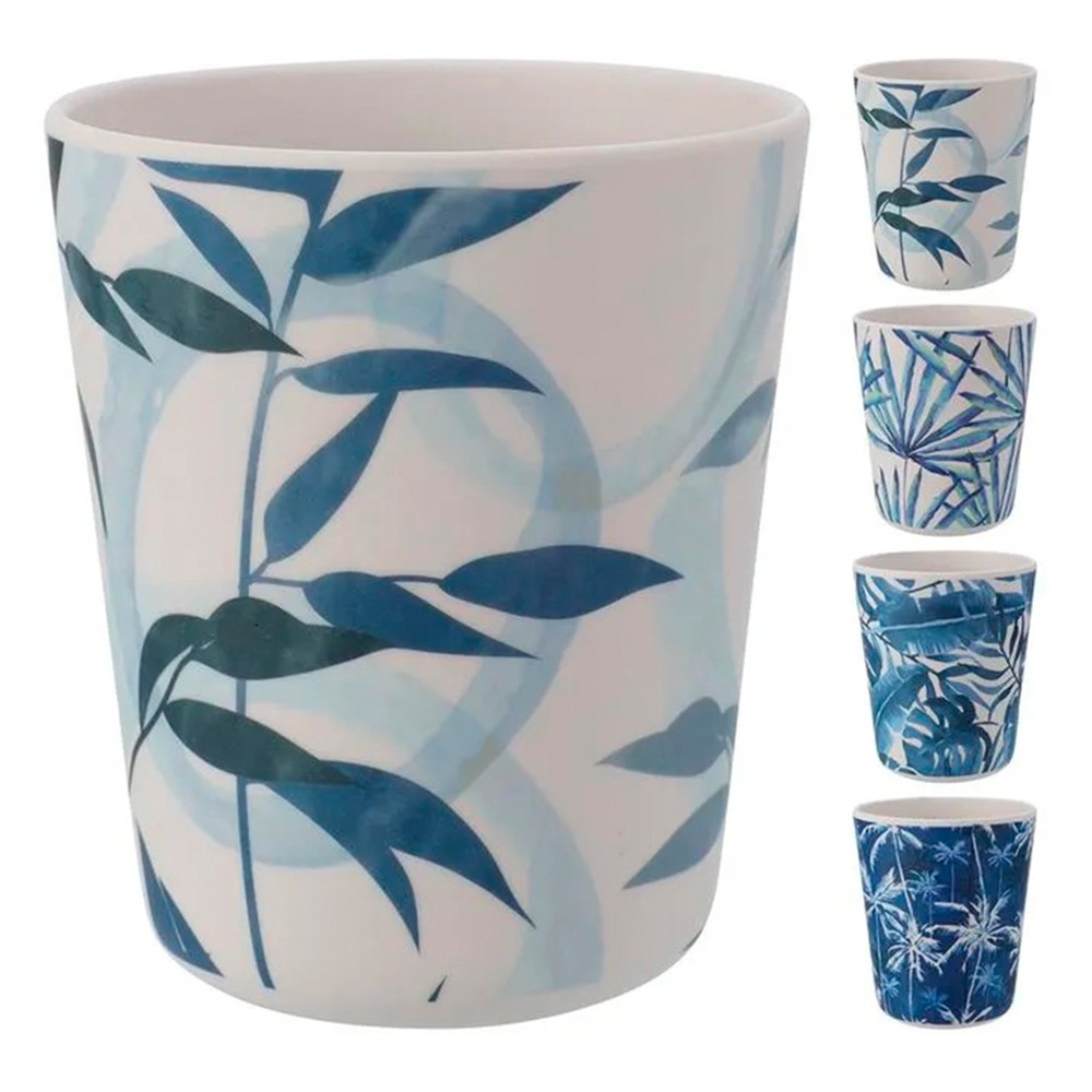 Vaso de melamina 440ml azul/blanco hojas surtido