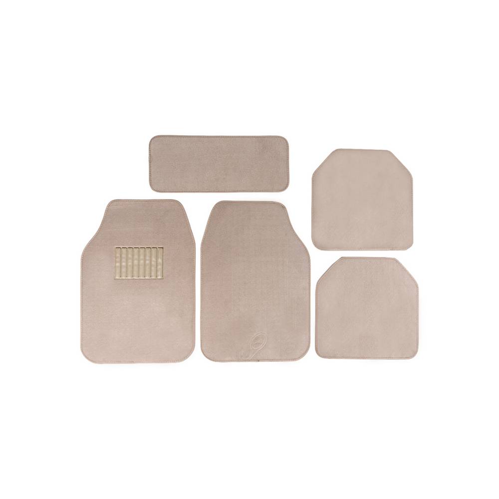 Set de alfombras tela beige universal 5 pzas