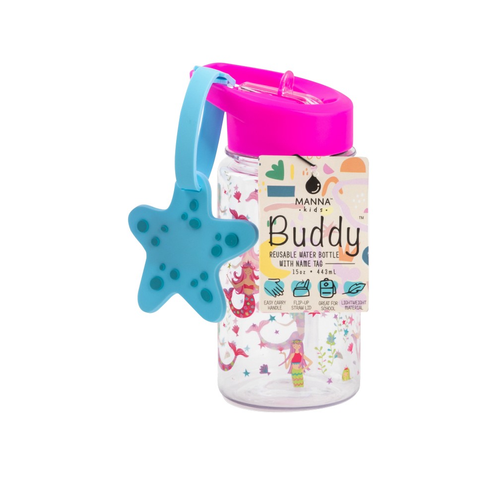 Botella plastica para niña 15oz fucsia estrella manna