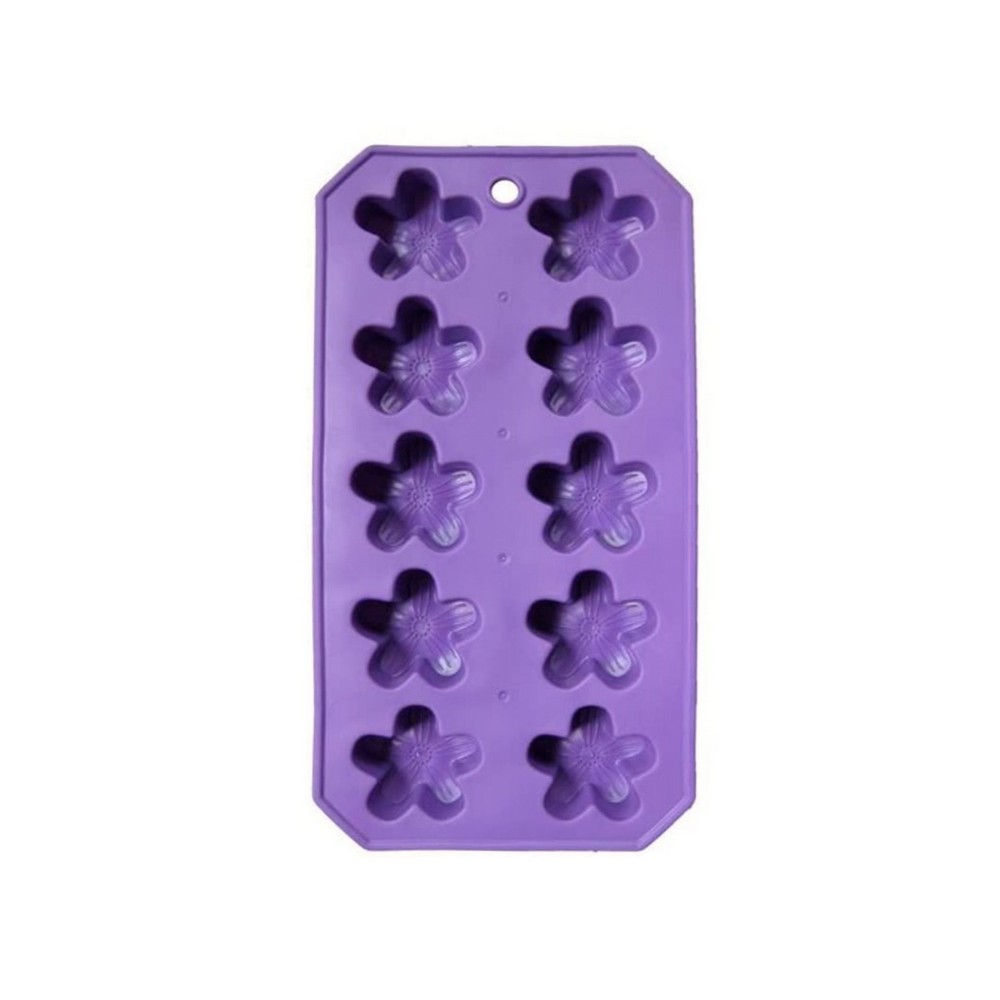 Molde para hielo plastico de flores morado