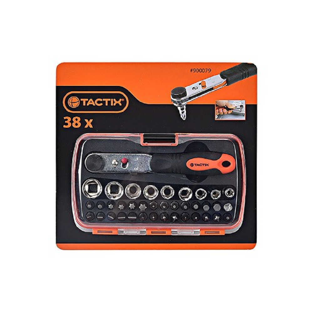 Juego de cubos con ratcher de 38 pzs espiga 1-4 pulgada
