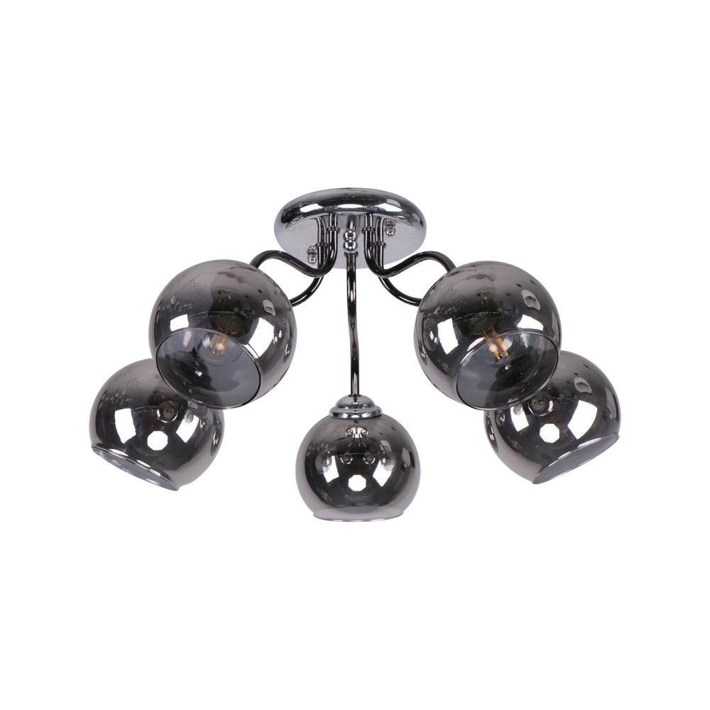 Lampara de techo cromada negra 5l e27