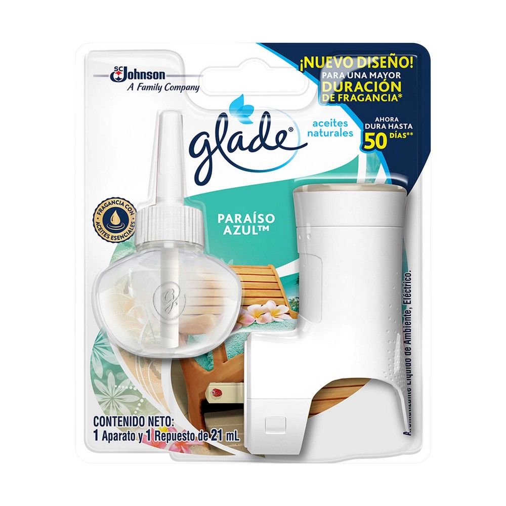 Difusor electrico para aceite paraiso azul 21ml glade 2 pzas