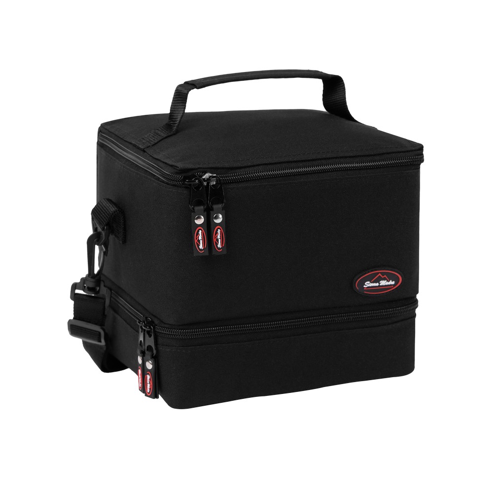 Lonchera cuadrada dos comp 7x9x7.5 pulg negro