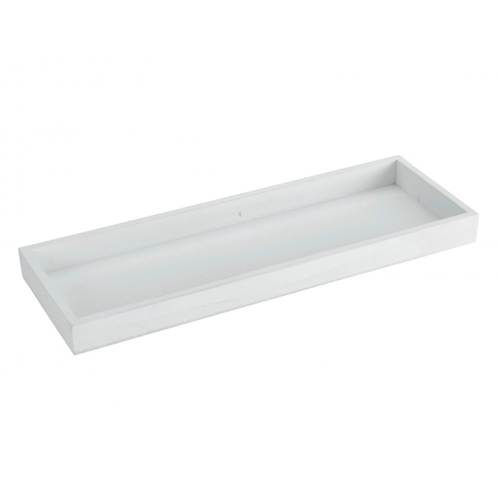 Bandeja de madera rectangular 14x40 cm blanca