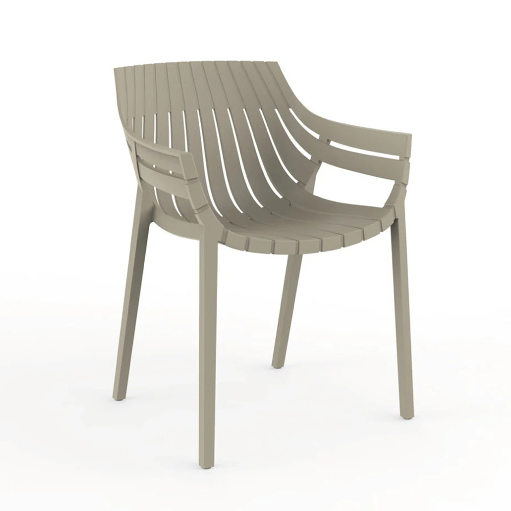 Silla plastica moderna spritz con brazos 58x81cm ecru