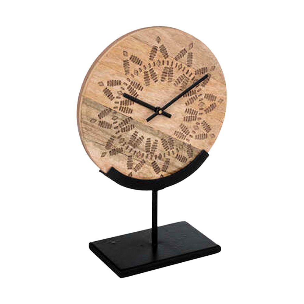 Reloj de mesa de madera/metal 34cm beige trop