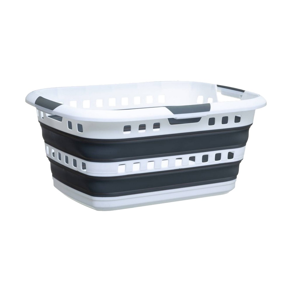 Cesta para ropa pegable de plastico 45l blanco/negro