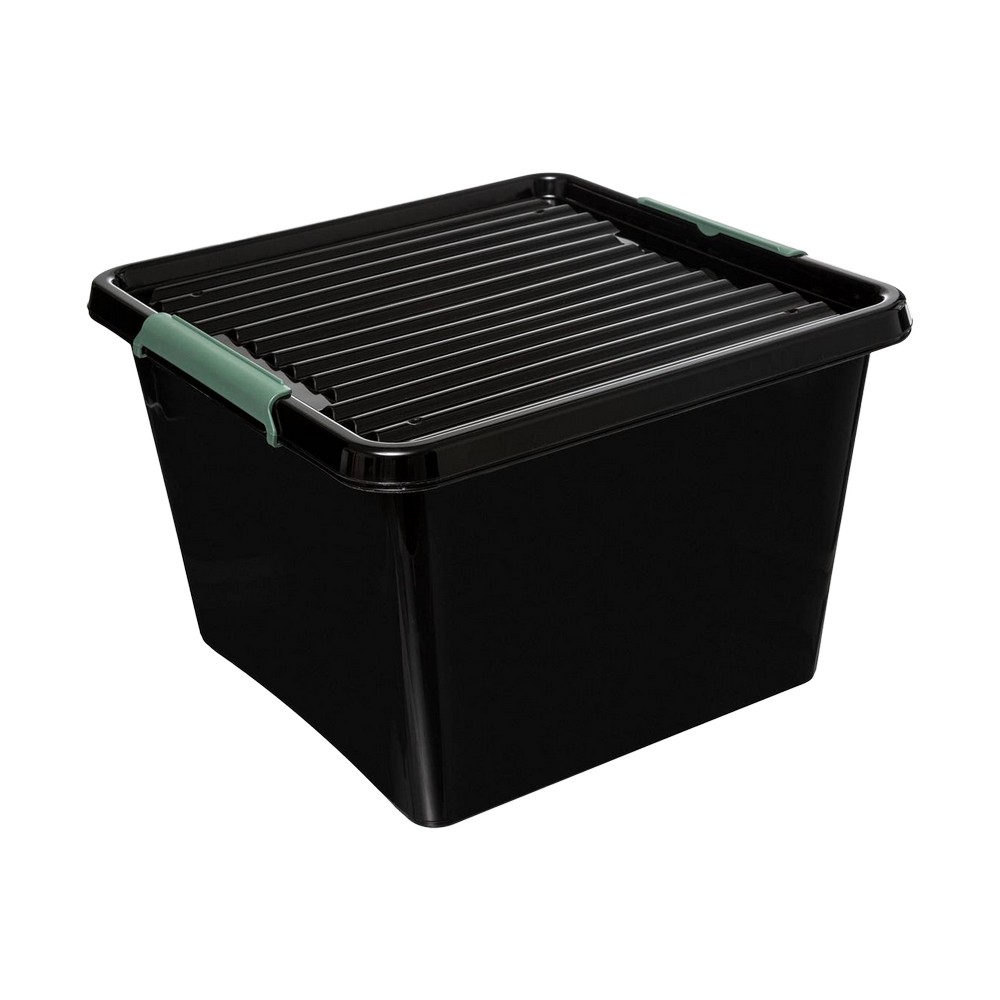 Caja organizadora de plastico cuadrado 32l negro