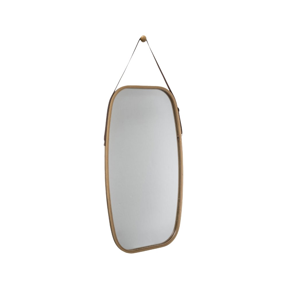 Espejo para baño de bambu ovalada 43x73cm marron