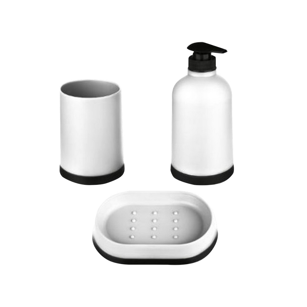 Accesorios para baño plastico blanco/negro 3 pzas