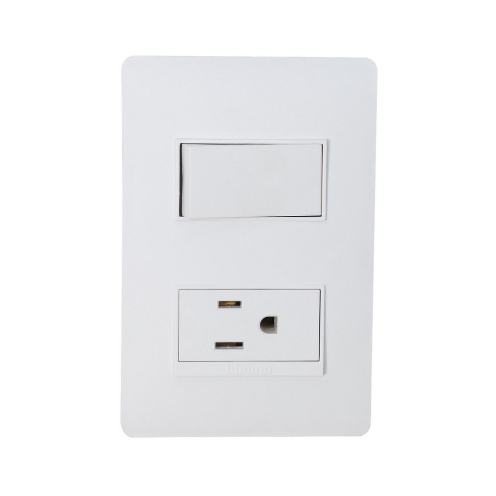 Interruptor sencillo 15a + tomacorriente 2p+t blanco