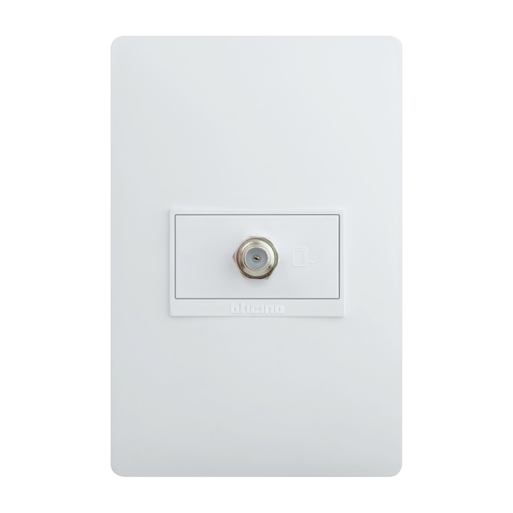 Tomacorriente coaxial tv blanco