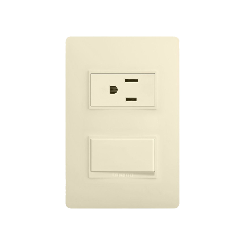 Interruptor sencillo 15a lp+tomacorriente 2p+t marfil