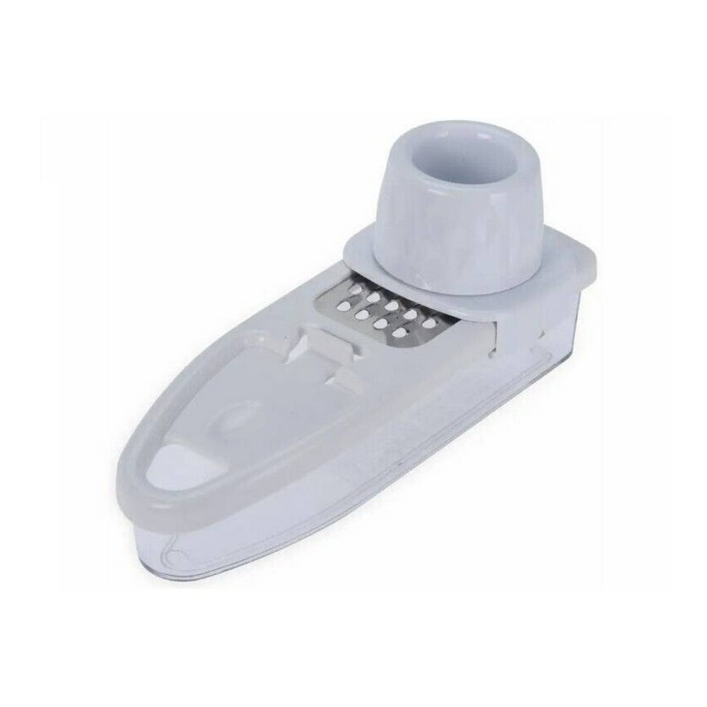 Rallador para cocina de plástico con depósito color blanco