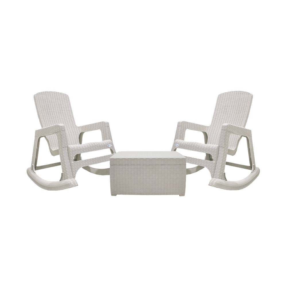 Set de silla mecedora y mesa etna beige s/3