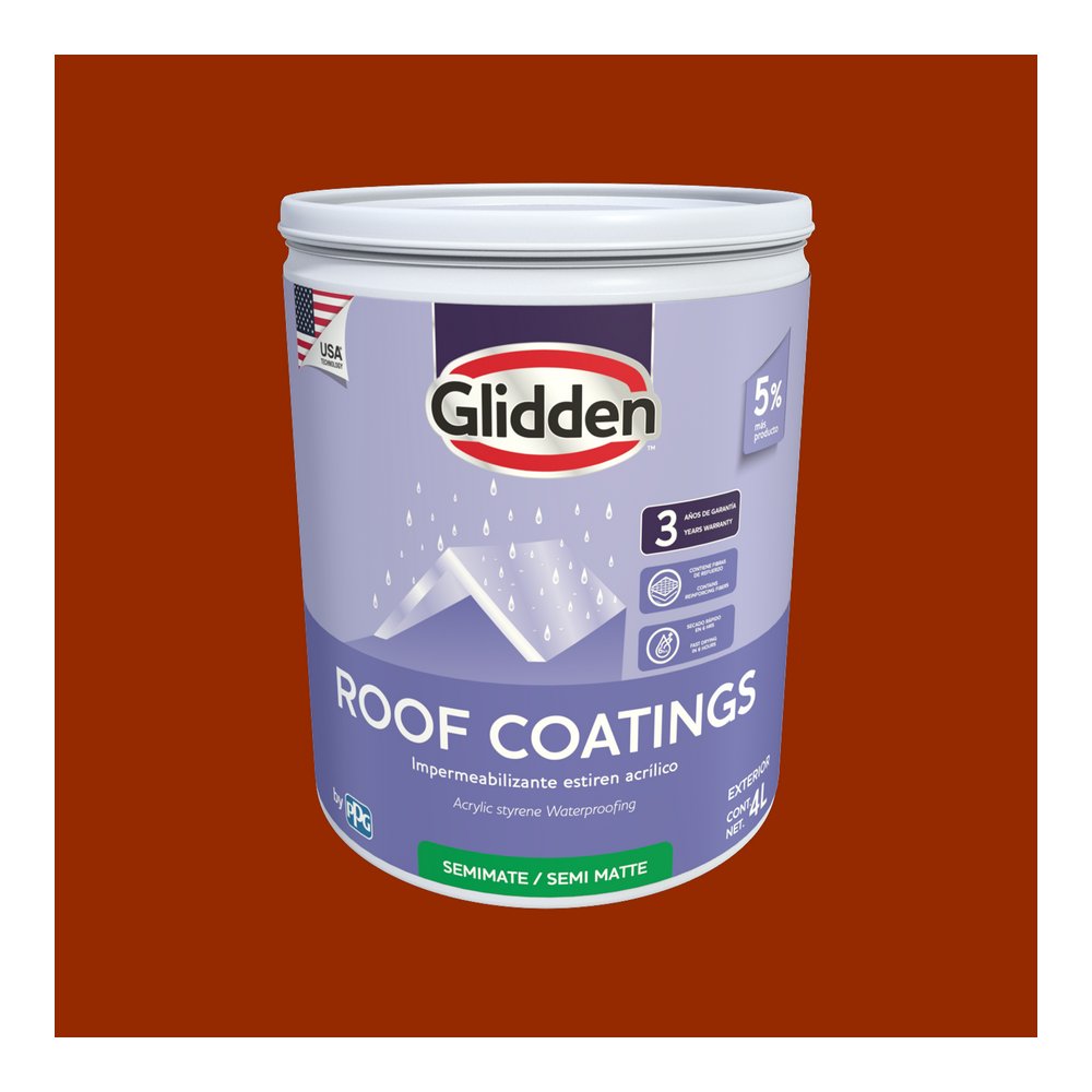 Impermeabilizante para techo 3a rojo semimate roof coatings 4 l (gal)