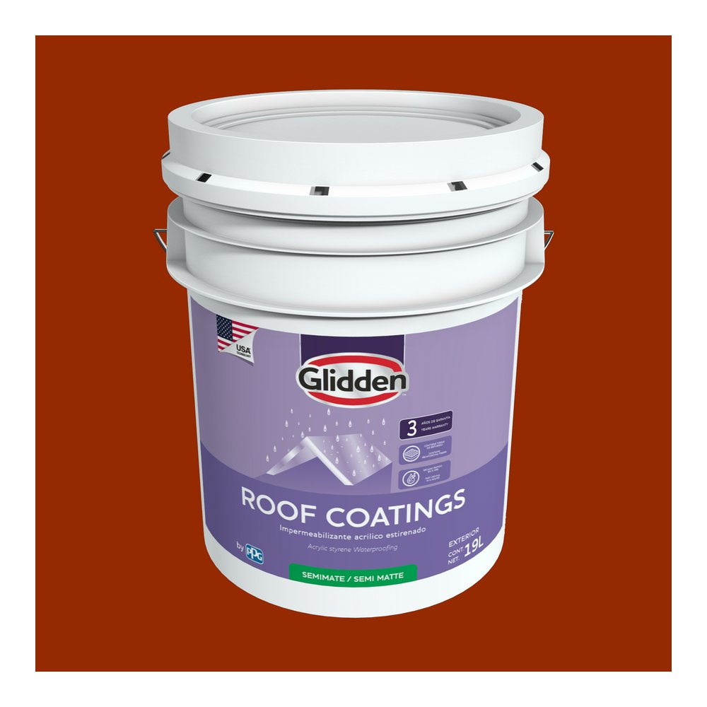Impermeabilizante para techo 3a rojo semimate roof coatings 19 l (cub)