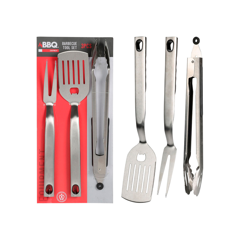 Utensilios de acero inoxidable para barbacoa 3 pzas