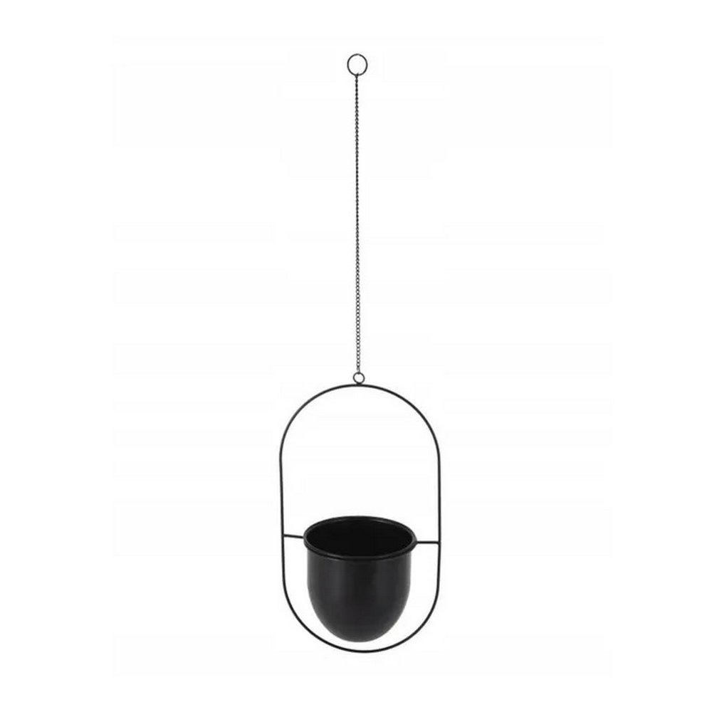 Macetero decorativo metalico colgante 20x39cm negro