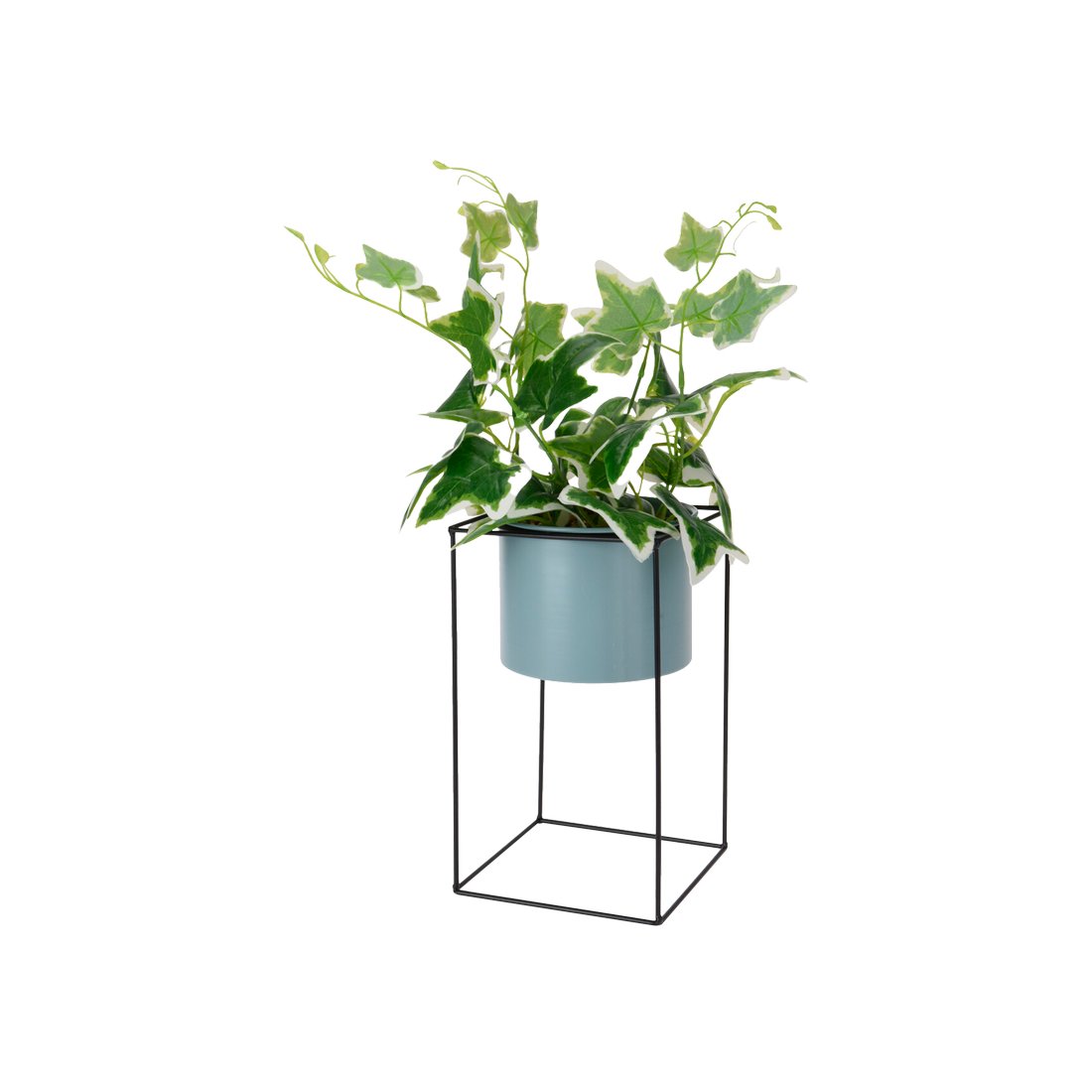 Planta artificial soporte metalica 14.5x44cm celeste