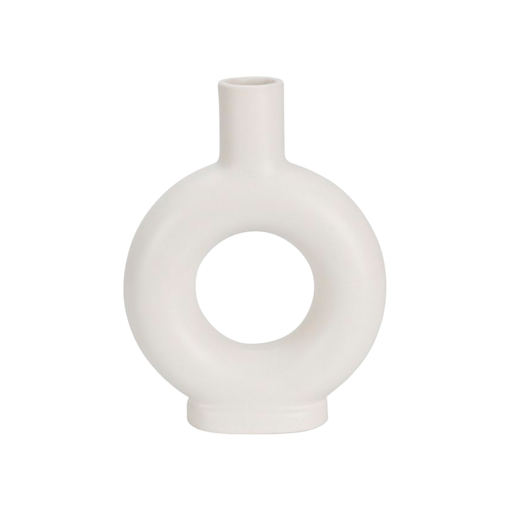 Portavela de ceramica redondo 18cm blanco