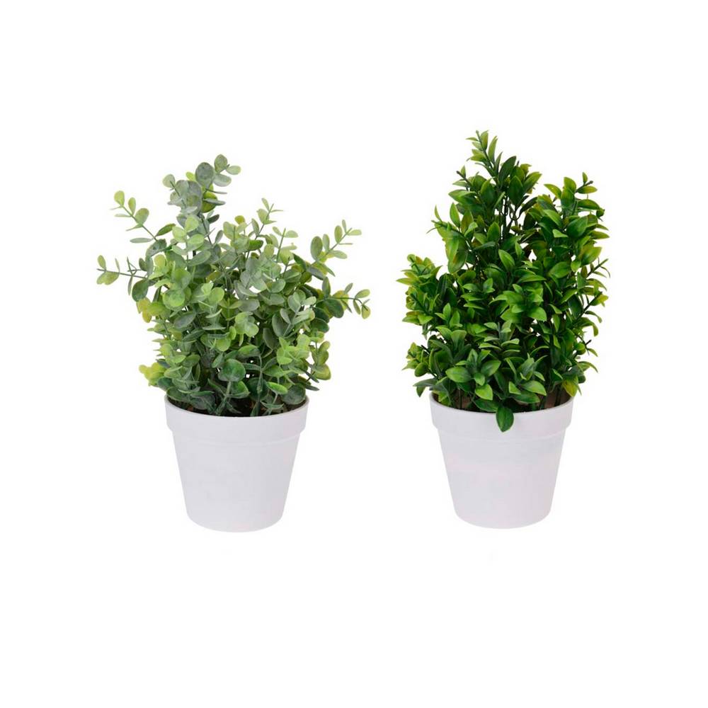 Planta artificial con maceta 12x32cm blanco surtido