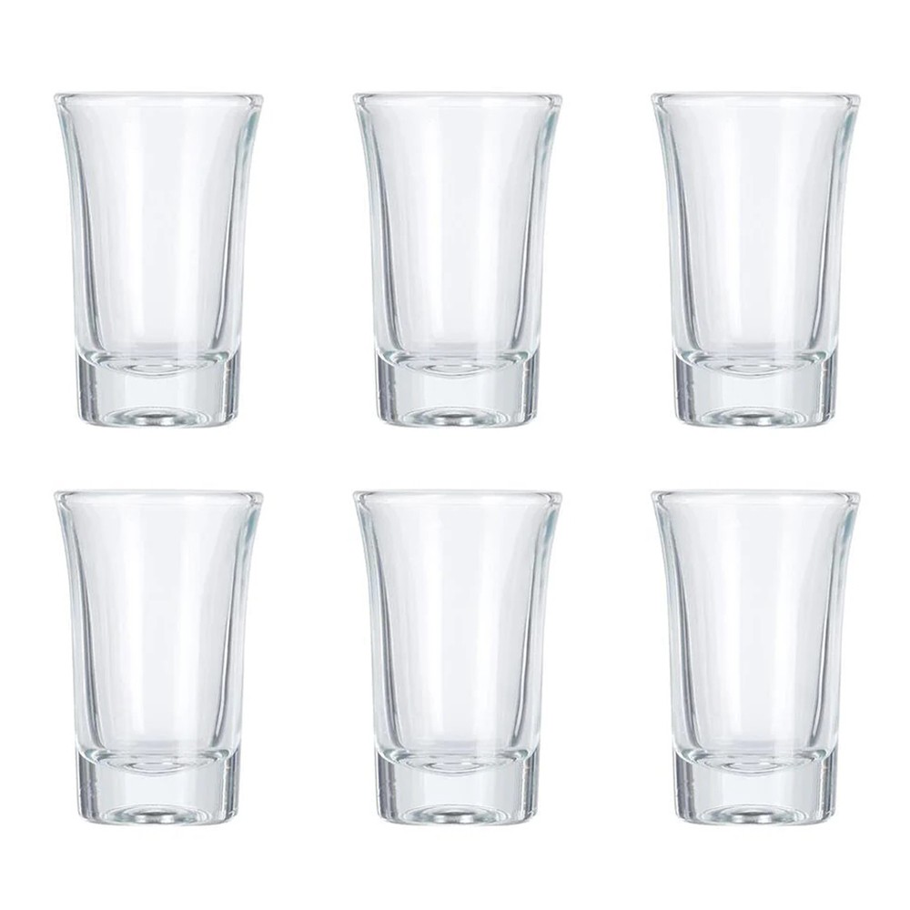 Vaso de vidrio para shot 1.35oz transparente 6 pzas