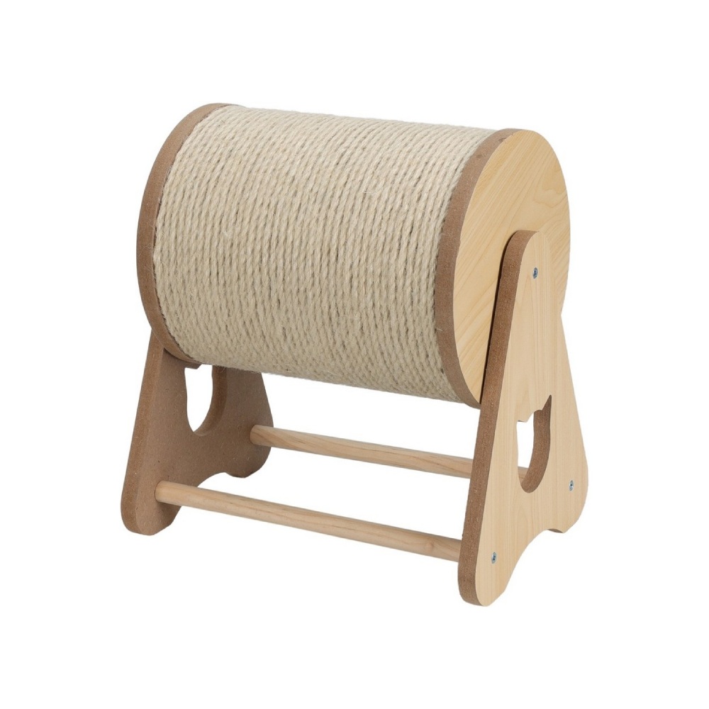 Juguete para gato rollo rascador con base de madera