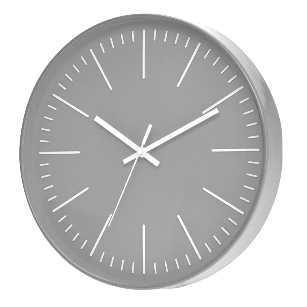 Reloj de pared de plastico circular 30cm gris