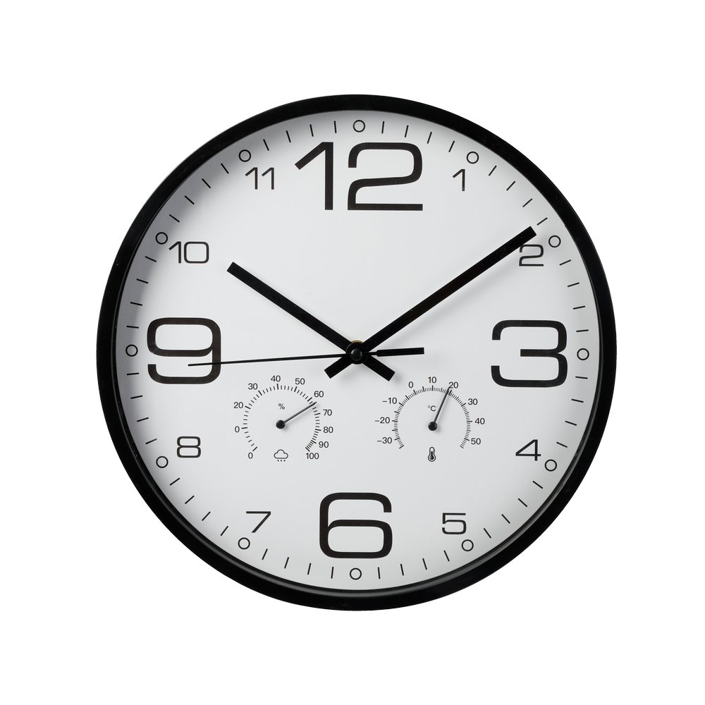 Reloj de pared de plastico circular 30cm blanco/negro