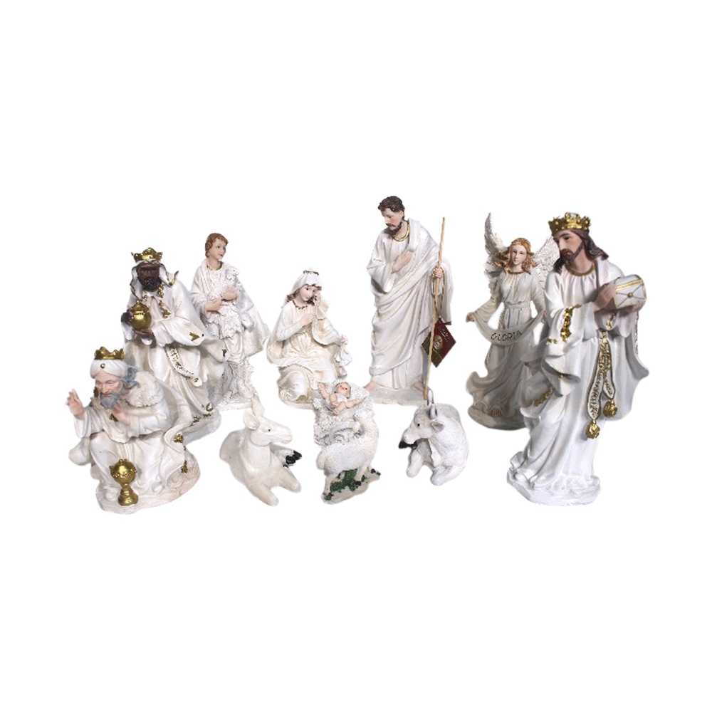 Nacimiento navideño 30.5cm blanco 11 pzas