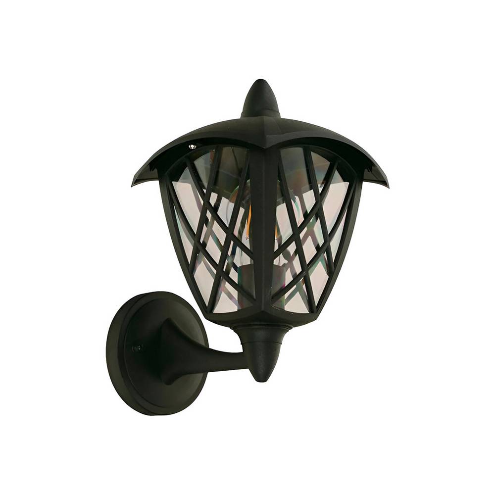 Lampara pared exterior negro tipo farol 1l e27 10w