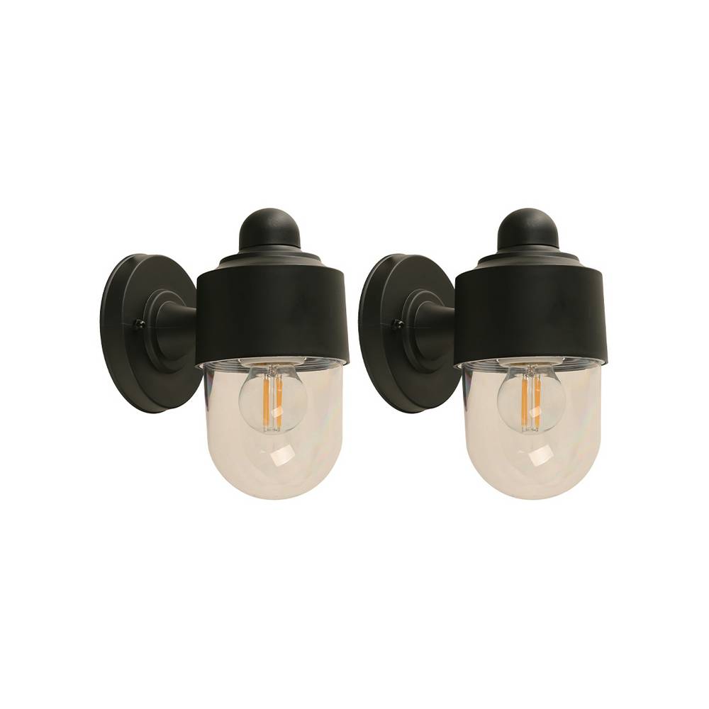 Lampara pared exterior negro 1l e27 10w 2 piezas