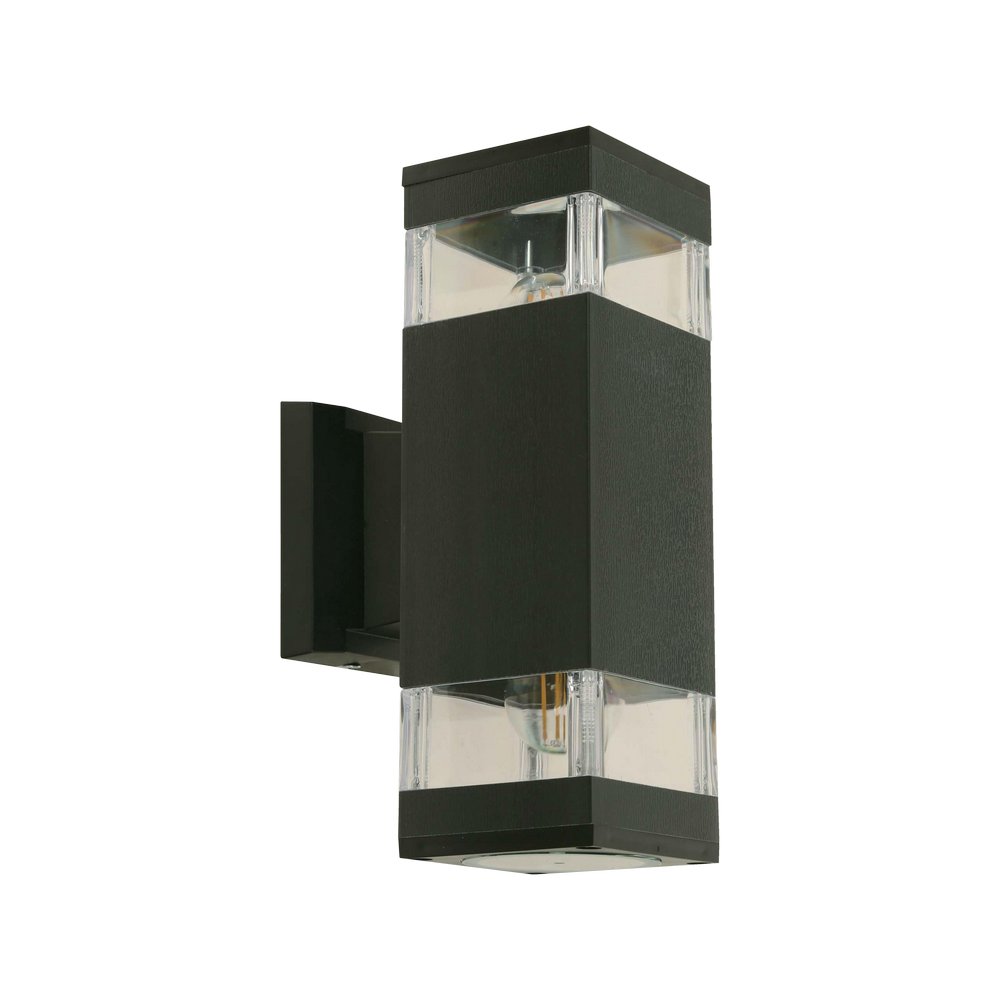 Lampara exterior pared negro cuadrada 2l e27 10w