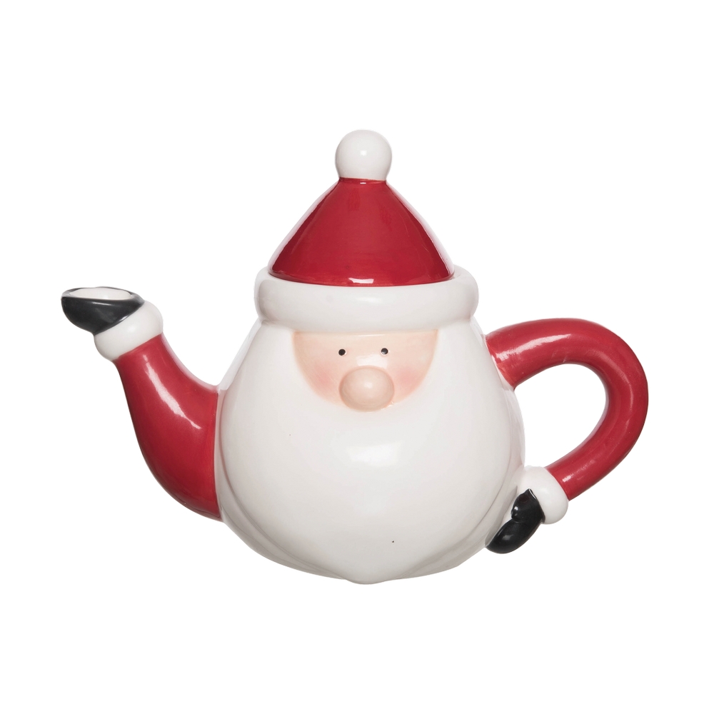 Cocina navideña 9x5x6.25 pulg tetera de santa claus