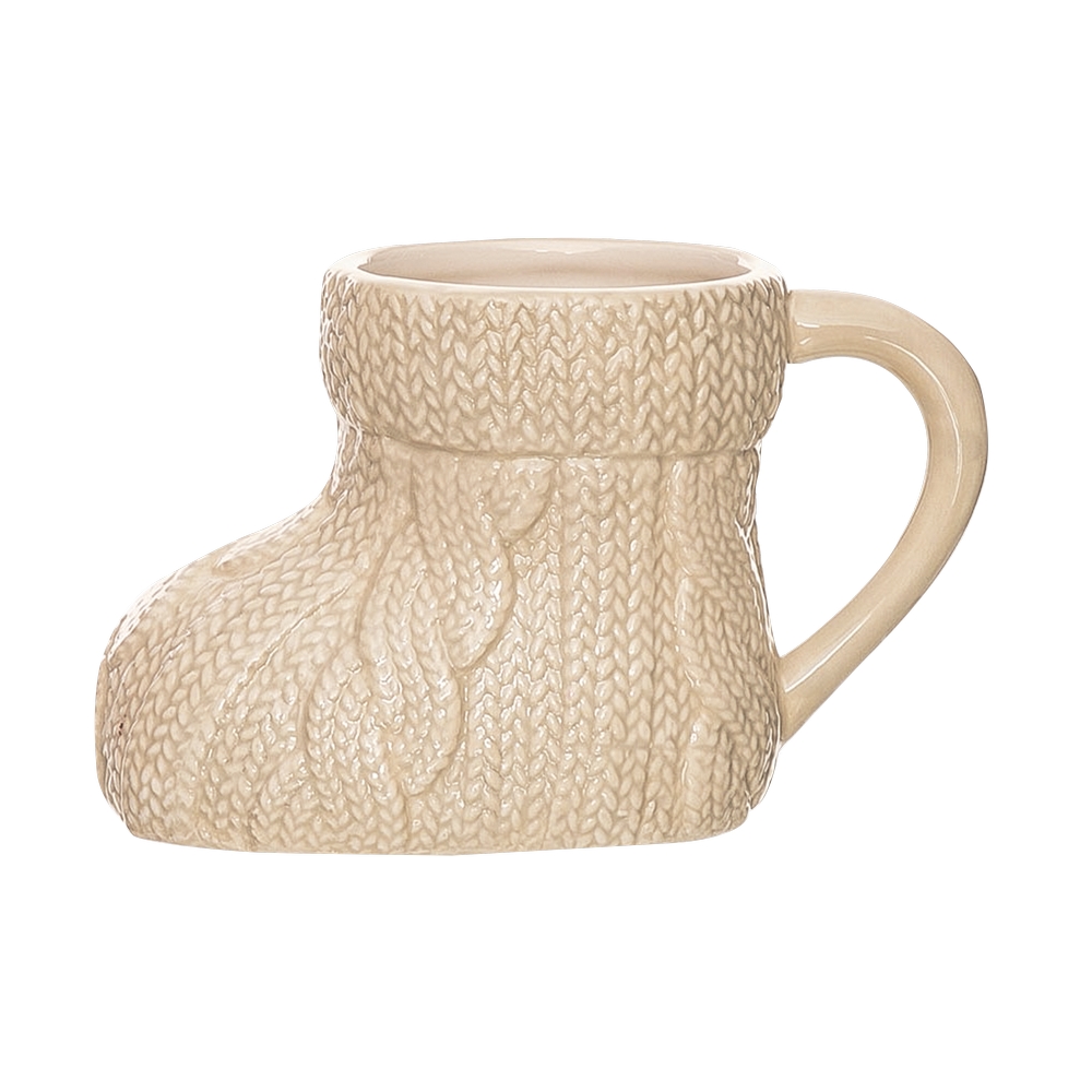 Taza de ceramica 16.5x10.8 cm forma de bota beige