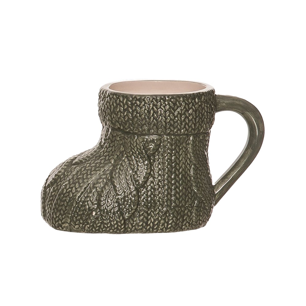 Taza de ceramica 16.5x10.8 cm forma de bota verde