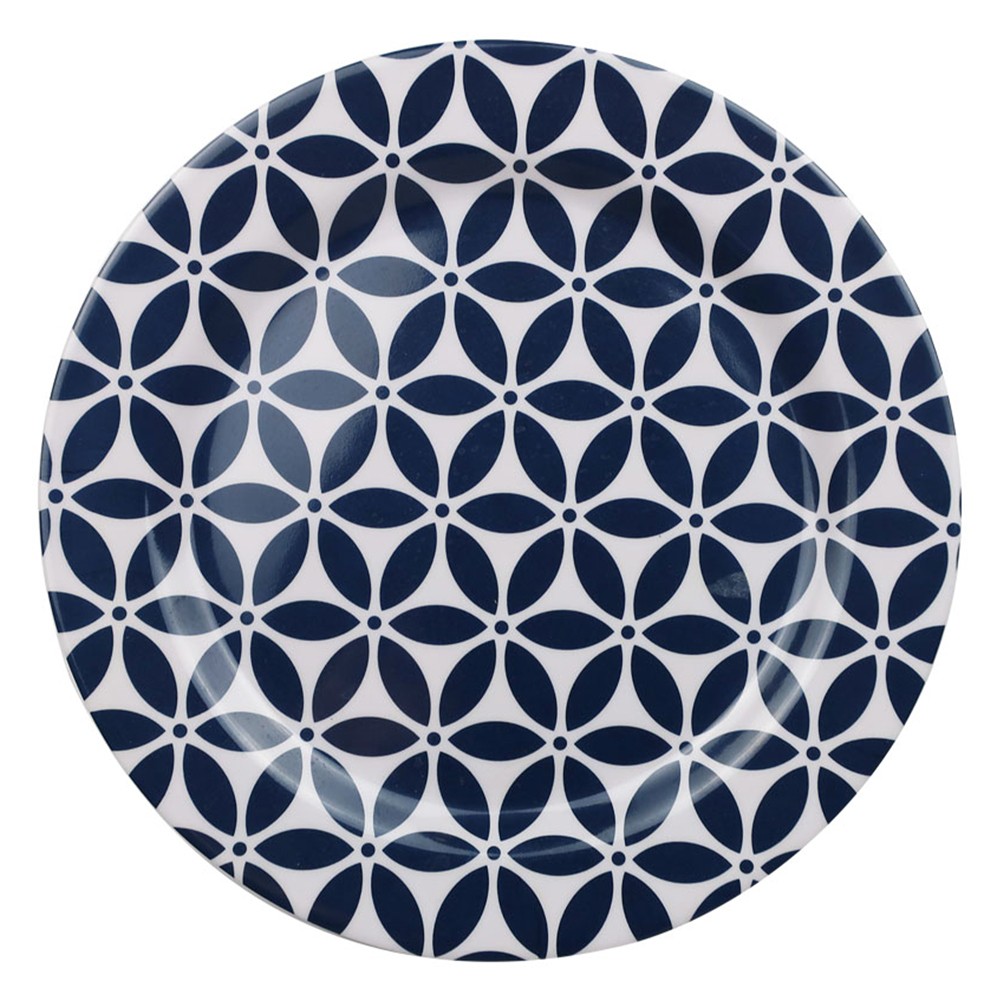 Plato de melamina 10.75 in azul/blanco