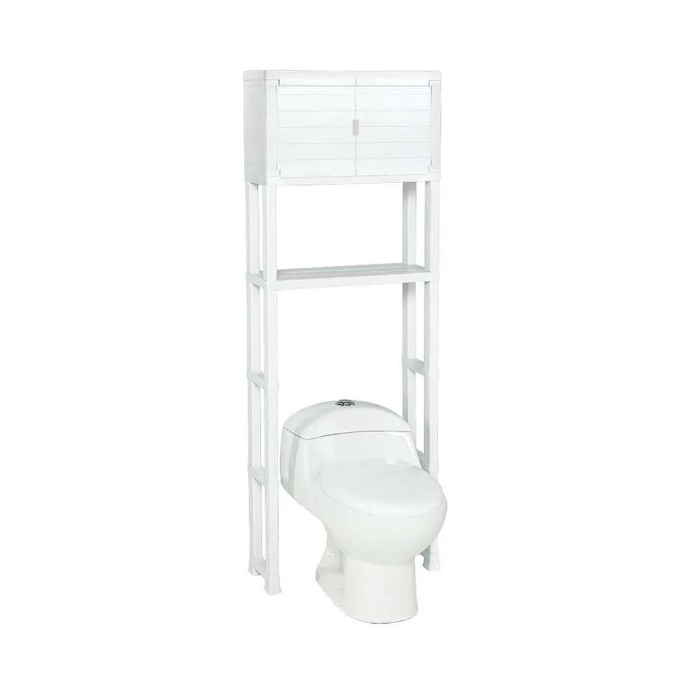 Estante organizador para baño con puertas color blanco