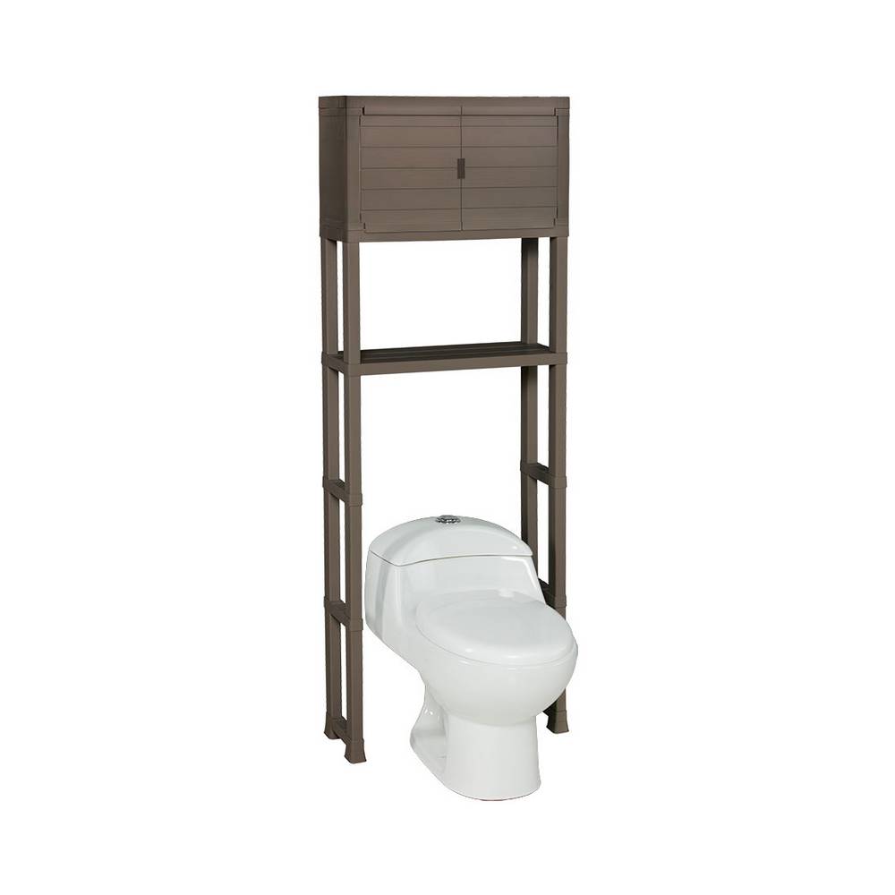 Estante organizador para baño con puertas color café