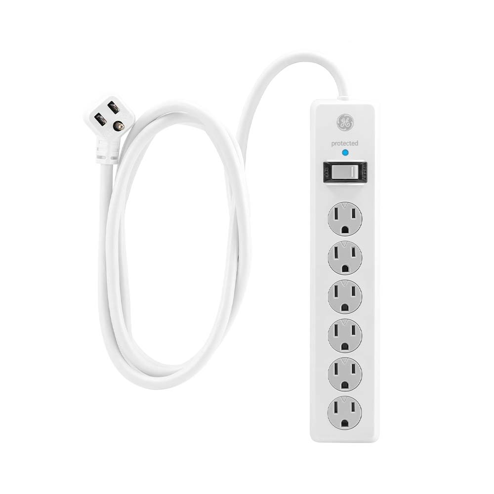 Regleta polarizada 6 tomas 10ft con protector blanco