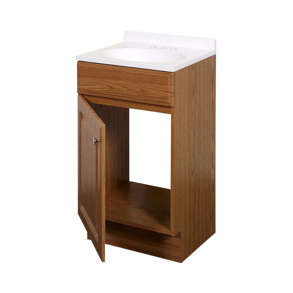 Gabinete con lavamanos color madera de 45.72 x 40.64 cm
